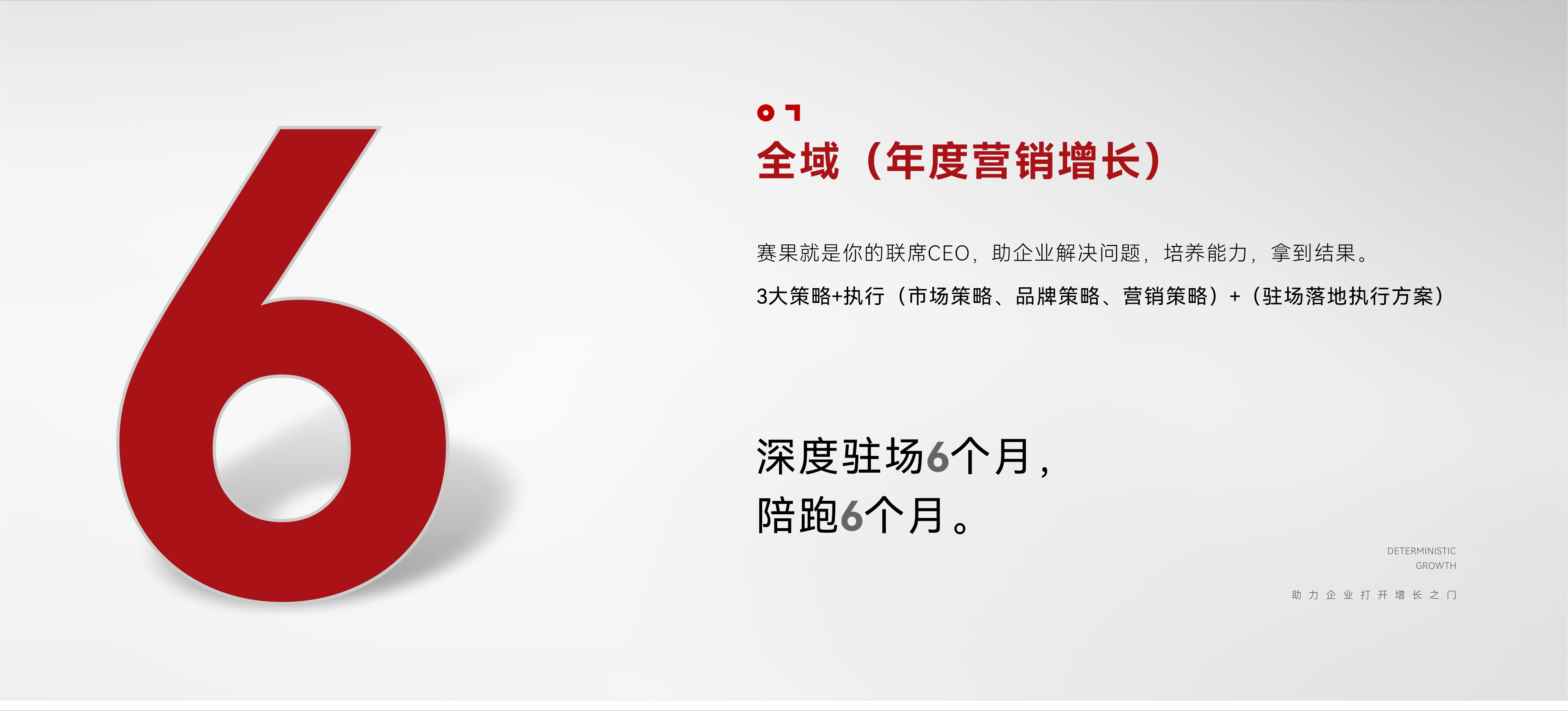 赛果全域年度营销增长服务：深度驻场 6 个月，陪跑 6 个月